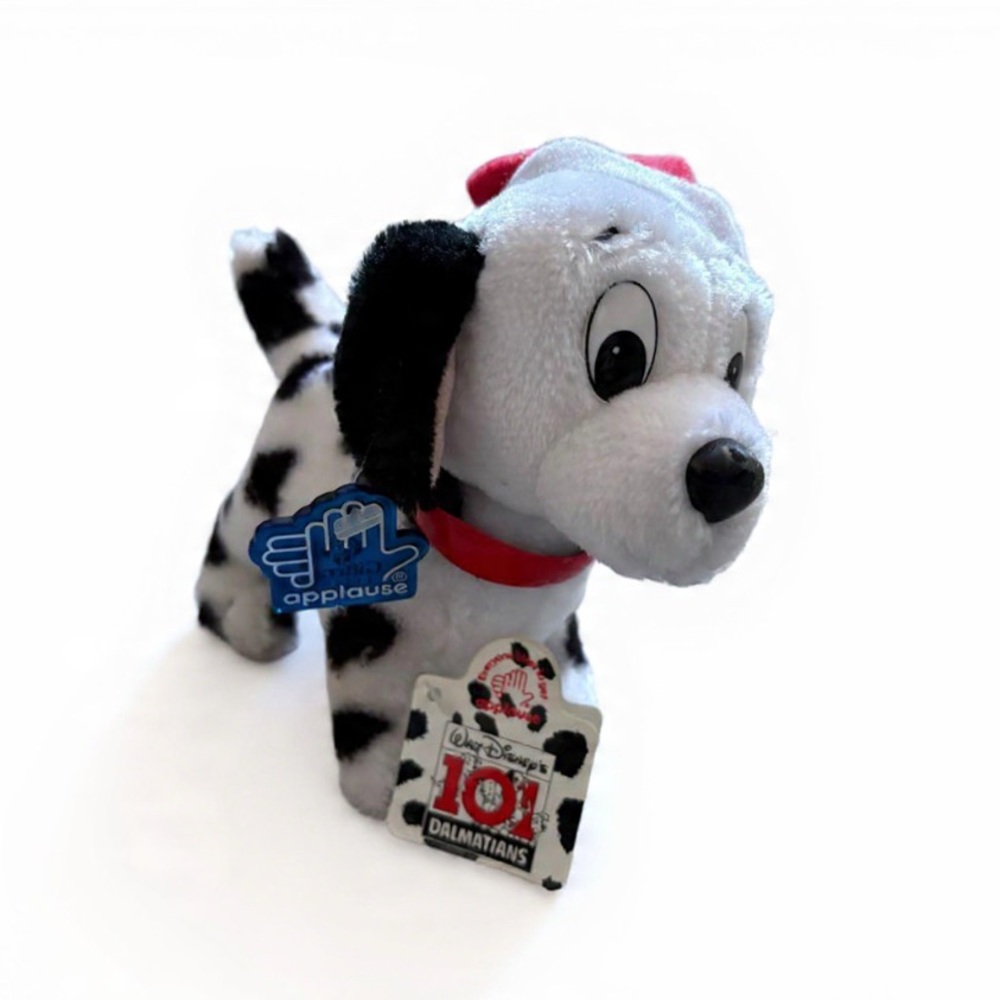 VTG Walt Disney 101 Dalmatians Puppy Plush Dog w Red Collar #51514